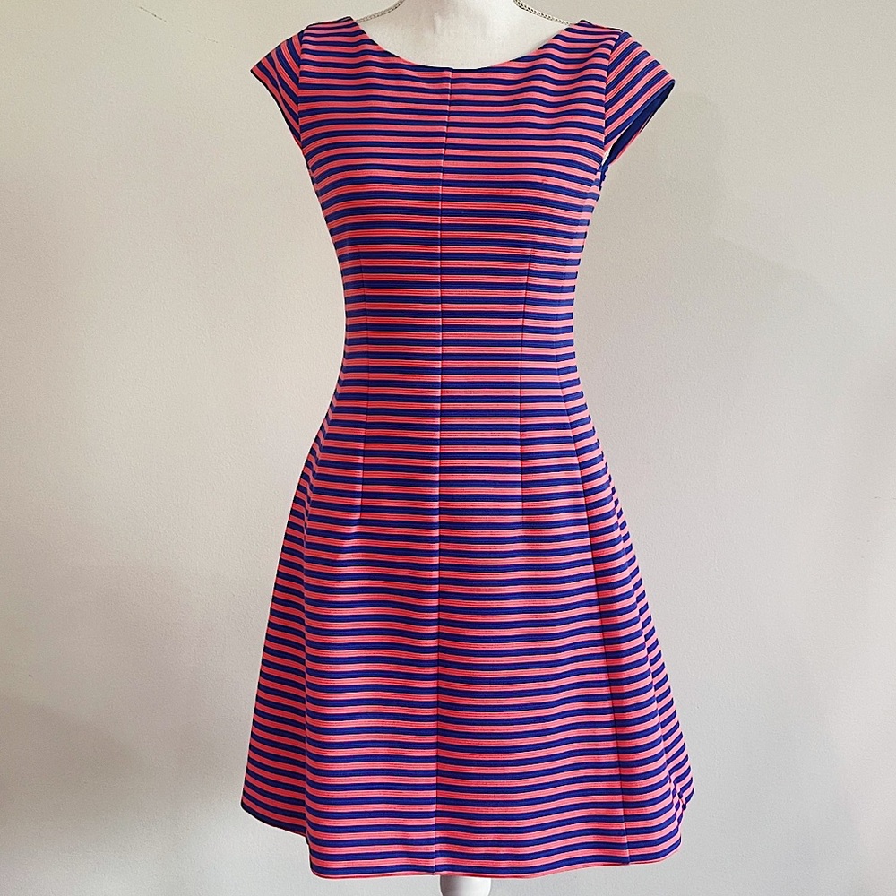 Lily Pulitzer Coral and Blue Striped Dress
